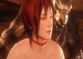 Redheaded 3D zoophile babe gets her asshole fucked by a beast