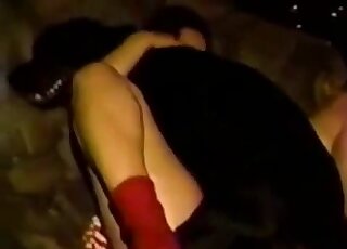 Red socks babe wraps her legs around a black that fucks her silly