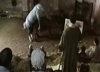 Sexy white pony entering this beast's tight brown hole form behind