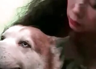 Curly whore can't wait to start that hot zoophile action with her dog