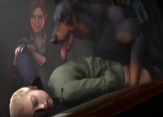 Domination session featuring a dirty dog and a hot buzzcut blonde