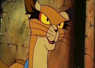 Lovely cartoon cats demonstrate seduction and animal sex