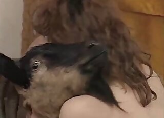 Husband & wife are sharing calm goat in a bestiality threesome