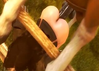 3D brunette is vigorously nailed by giant horse johnson