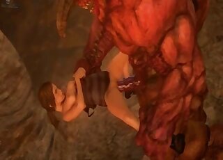 3D zoo porn - Giant beast is using massive cock on teen girl