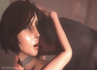 Doberman dog brutally fucks hot brunette and comes inside her