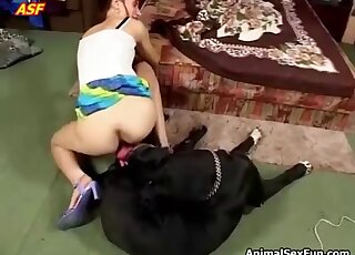 Rough anal with a dog leads thin wife to shivering orgasms