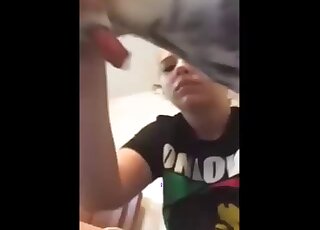 Amateur dog blowjob scene showing a very passionate zoophile