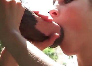 Blonde with a sexy body worships a horse cock orally in a hot video