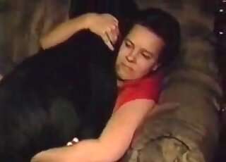 Spoiled wife enjoys missionary fucking with a pet dog of hers