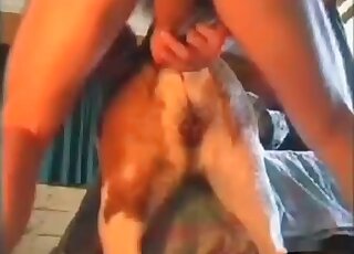 Big-assed dude gives a terrific fuck to his dog from behind