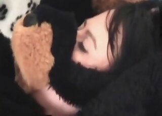 Dog screws a sweet looking chick enjoying her pussy a lot