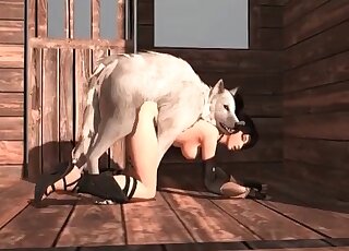 Anime sweetie provides her pussy to a horny beast to fuck doggystyle