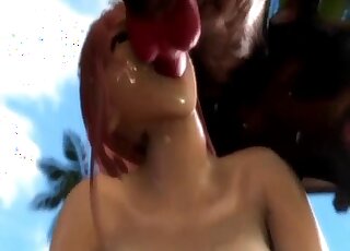 Big tits redhead taking care of dog cocks in a taboo 3D porn movie