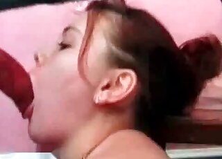 Sexy babe seduces a dog in order to enjoy hot fucking at home