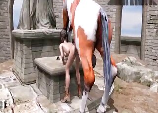 Outdoor horse fuck movie featuring Lara Croft and her wet twat