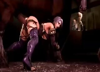 Taboo 3D horse porn featuring some fantasy bitch taking two dicks